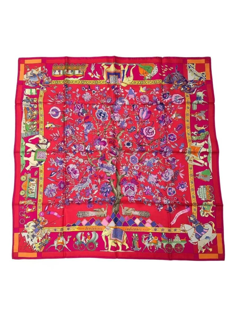 Hermes Scarf Silk Fantaisies Indiennes Dazzling India Pink